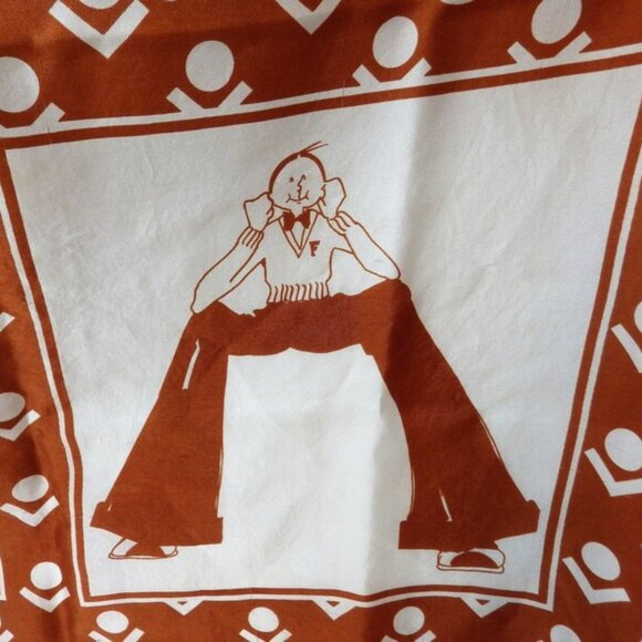 1970s Vintage Frimmel Silk Scarf by Geoffrey Howard Bell Bottoms Brown White - Picture 2 of 10